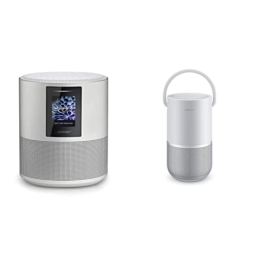 Bose Home Speaker 500: Smart Bluetooth Speaker with Alexa Voice Control Built-in, Silver & Portable Smart Speaker — Wireless Bluetooth Speaker with Alexa Voice Control Built-in, Silver