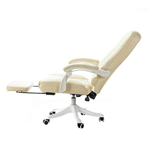 Gaming Chair Ergonomic Padded Arm Swivel High Back Office Desk Chair Reclining Computer Chairs/Ivory