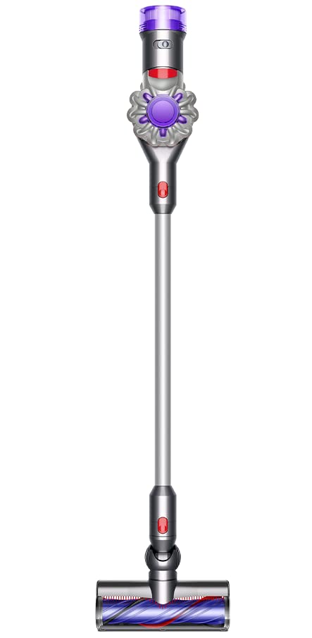 Dyson V7 Allergy HEPA Cordless Stick Vacuum Cleaner: Bagless Ergonomic, Telescopic Handle, Rechargeable, Carpet/Edge Cleaning, Height Adjustable, Battery Operated (Silver) + Sponge Cloth