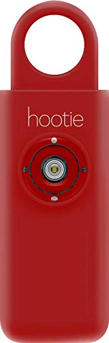 Hootie Personal Keychain Alarm for Women, Men, and Kids Protection - Hand Held Safety Siren for Self Defense and Emergency, Loud Pocket and Key-Chain-Safe Sound Device with Panic Strobe Light, Red