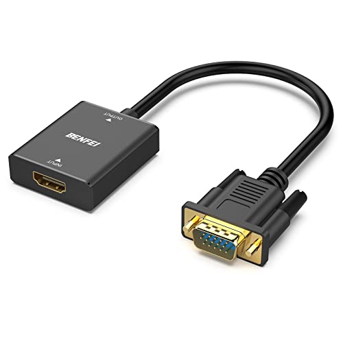 HDMI to VGA, BENFEI HDMI to VGA Adapter (Female to Male) with 3.5mm Audio Jack Compatible for TV Stick, Computer, Desktop, Laptop, PC, Monitor, Projector, Raspberry Pi, Roku, Xbox and More - Black