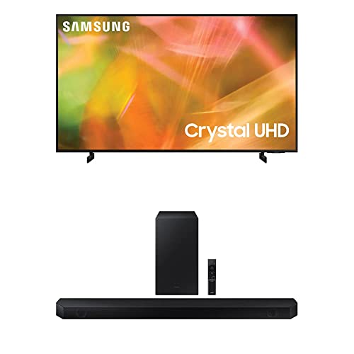 SAMSUNG 65-Inch Class Crystal UHD AU8000 Series - 4K UHD HDR Smart TV with Alexa Built-in (UN65AU8000FXZA, 2021 Model), Black w/HW-Q60B 3.1 ch Soundbar w/Dolby Audio 2022