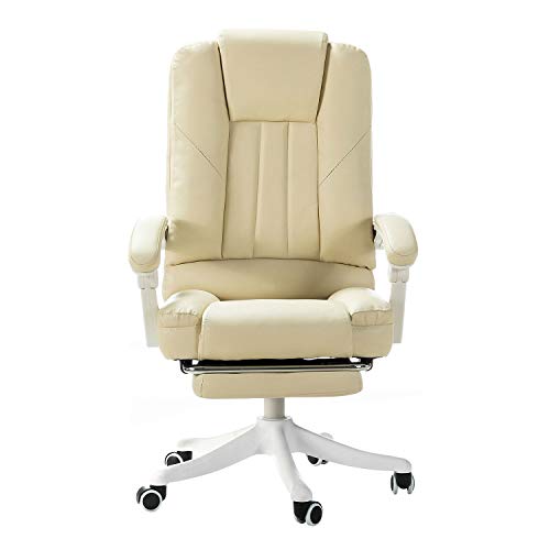 Gaming Chair Ergonomic Padded Arm Swivel High Back Office Desk Chair Reclining Computer Chairs/Ivory