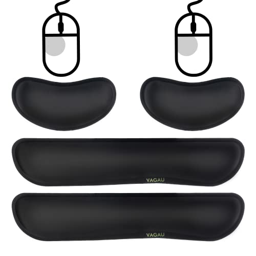 VAGAU Premium Memory Foam Keyboard and Mouse Wrist Rest Pads Set- for Comfortable Typing &Wrist Pain Relief(Pack of 2)