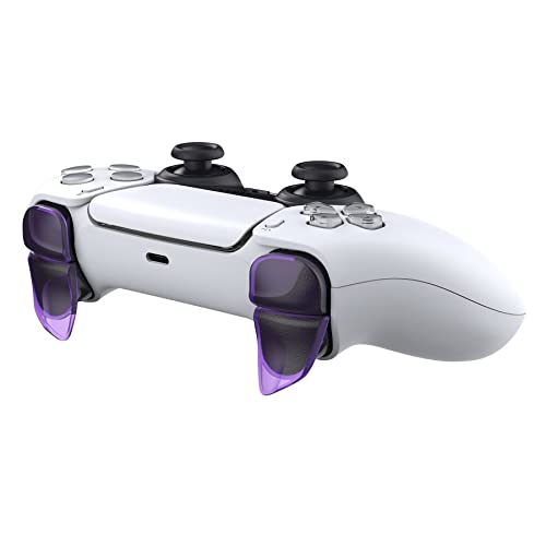 PlayVital Blade 2 Pairs Shoulder Buttons Extension Triggers for ps5 Controller, Game Improvement Adjusters for ps5 Controller, Bumper Trigger Extenders for ps5 Controller - Clear Atomic Purple