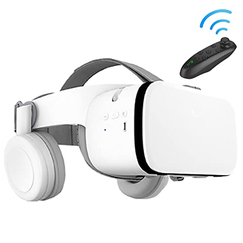 3D Virtual Reality VR Headset, VR Glasses Goggles with Bluetooth Headset, 3D Virtual Reality Glasses for iPhone/Samsung Movies and Games Compatible with iOS/Android, for iPhone Apple Android PC Phone.