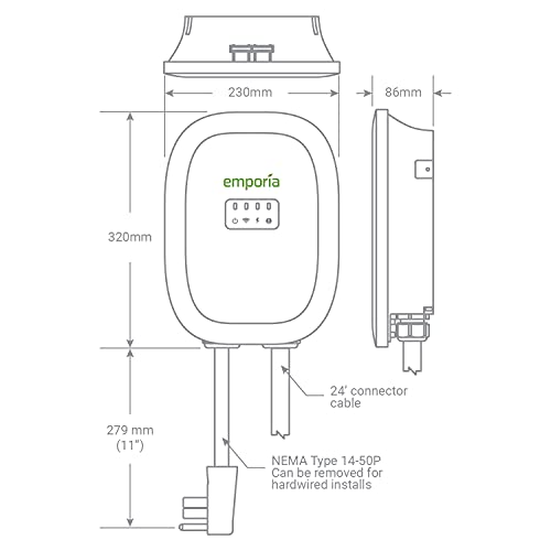 Smart 48 Amp Level 2 EV Charger with Automated Energy Management | Smart Home Energy Monitor with 16 Circuit Level Sensors