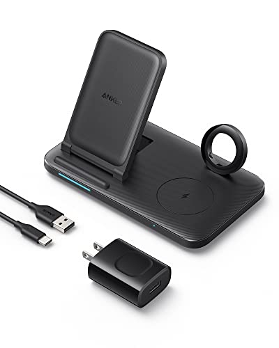 Anker Foldable 3-in-1 Wireless Charging Station with Adapter, 335 Wireless Charger, Works with iPhone 13/13 Pro Max, AirPods Pro, Apple Watch Series 1-6 (Watch Charging Cable Not Included)