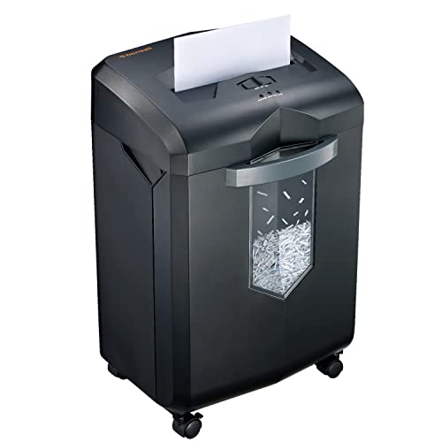 bonsaii Paper Shredder, 18-Sheet 60-Minutes Paper Shredder for Office Heavy Duty Cross-Cut Shredder with 6 Gallon Pullout Basket & 4 Casters, Anti-Jam High Security Mail Shredder for Home Use(C149-C)