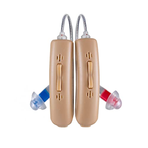 Sontro Hearing Aids for Seniors, Adults, Behind the Ear Aid (Pair), Phone Smart App Included for Auto 16 Channel Fine Tuning, Noise Cancellation, Directional Microphones (Beige)