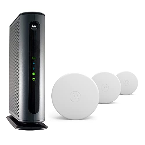 Motorola WiFi 6 Mesh (3 Pack) + Cable Modem Bundle – Q11 WiFi 6 Mesh System (3 Pack) and MB8600 Gigabit Cable Modem | Approved for Comcast Xfinity, Cox, Spectrum | AX3000 WiFi | DOCSIS 3.1