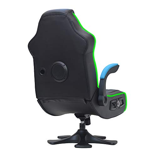 X Rocker, 5134201, CXR3 2.1 Dual Audio LED Gaming Chair with Flip-Up Arms, 32.1 x 24.8 x 40.55, Black/Teal/LED