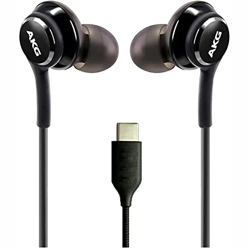 Wired Type-C Headset - Earbuds Stereo Headphones for Samsung Galaxy S22 Ultra S22 Plus Galaxy S21 Ultra 5G, Galaxy S10, Designed by AKG - with Microphone and Volume Buttons