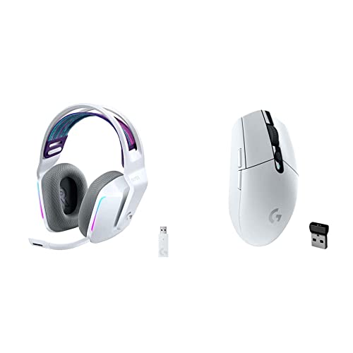 Logitech G733 Lightspeed Wireless Gaming Headset with Suspension Headband with Logitech G305 Lightspeed Wireless Gaming Mouse(White)