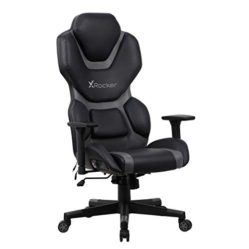 X Rocker Zeta PC Office Gaming Chair, 27.36" x 27.56" x 48.43", Black/Gray