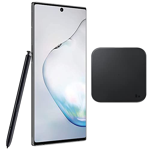 Samsung Galaxy Note 10 (256GB, 8GB) 6.3" AMOLED, IP68 Water Resistant, Snapdragon 855, 4G LTE Fully Unlocked (T-Mobile, Verizon, Global) N970U (w/ P1300 Fast Wireless Charging Pad, Aura Black)