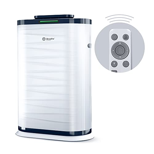 Breathe+ Pro Smart Air Purifier, H13 True HEPA Filter and Antimicrobial Graphene Filter | 1500 sq ft Coverage, Eliminates 99,97% of Allergens, Smoke Dust Pet Dander, VOCs, Odor, Bacteria and Viruses