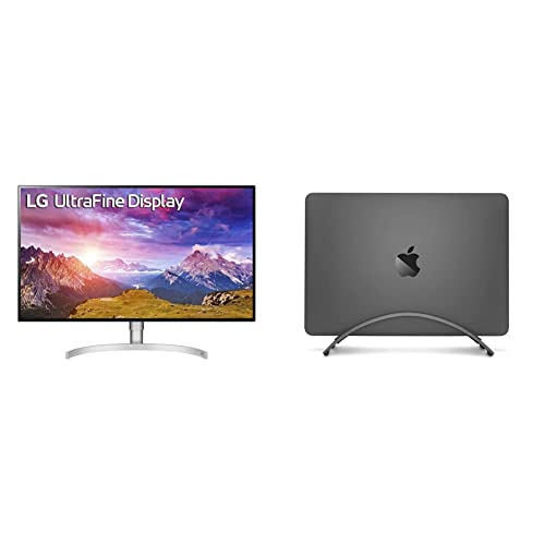 LG 32UL950-W 32" Class Ultrafine 4K UHD LED Monitor with Thunderbolt 3 Connectivity Silver (31.5" Display) & Twelve South BookArc for MacBook | Space-Saving Vertical Desktop Stand (Space Grey)