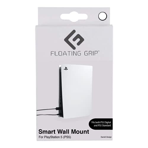 Playstation 5 Wall Mount Solution by FLOATING GRIP - Sleek Mounting Kit for Hanging PS5 Gaming Console on The Wall (Standard: Fits PS5, White)