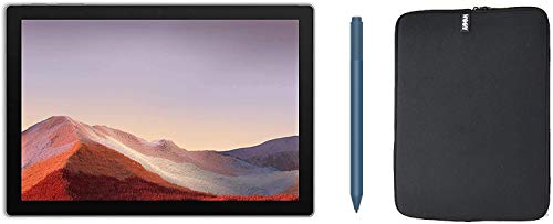 Newest Microsoft Surface Pro 7 12.3 Inch Touchscreen Tablet PC Bundle with Blue Surface Pen and WOOV Sleeve, Intel 10th Gen Core i5, 8GB RAM, 128GB SSD, Windows 10, Platinum (Latest Model)