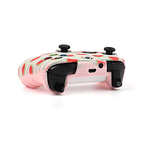 Xbox One Controller Skin,RALAN Fruit Pink Anti-Slip Silicone Controller Cover Protector Case Compatible for Xbox 1 Wireless/Wired Gamepad Joystick with 2 Cute Thumb Grips Caps .