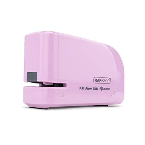 Rapesco 1451 626EL Automatic Electric Stapler USB/Battery, Candy Pink