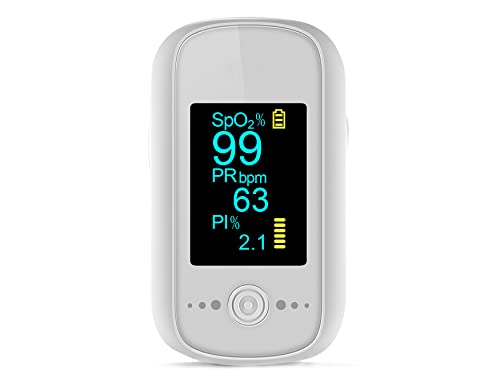 Pulse Oximeter Fingertip, SmileCare Oxygen Meter Finger Pulse Oximeter Blood Oxygen Saturation with Pulse Monitor Included Batteries, Accurate Fast Spo2 Reading for Adult