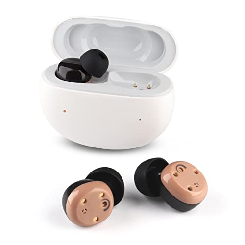 Rechargeable Hearing Aids for Seniors and Adults, Extremely Small Digital Amplifier that is Nearly Invisible, Easy Handling for Elderly People and Comfortable in the Ear, with Portable Charger - Neosonic Mini CIC