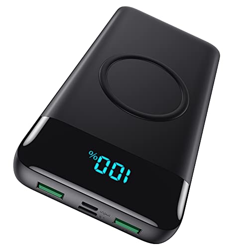 Wireless Portable Charger 30,800mAh 15W Wireless Charging 25W PD QC4.0 Fast Charging Smart LED Display USB-C Power Bank, 4 Output & 2 Input External Battery Pack Compatible with iPhone, Samsung, iPad