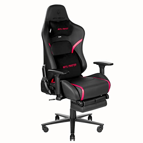 AOTU Ergonomic Gaming Chair Office Chair PC Chair with Footrest, High-Back Racing Computer Desk Chair, Height Adjustable Swivel Recliner, Soft Head Pillow & Large Lumbar Support （Black & Red）