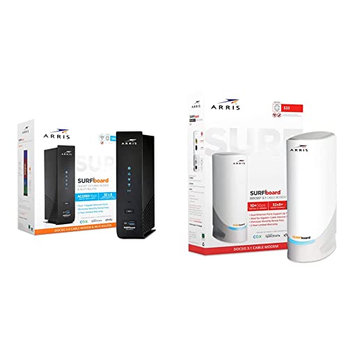 ARRIS Surfboard SBG7600AC2 DOCSIS 3.0 Cable Modem & AC2350 Dual-Band Wi-Fi Router (Black) & ARRIS Surfboard S33 DOCSIS 3.1 Multi-Gigabit Cable Modem with 2.5 Gbps Ethernet Port