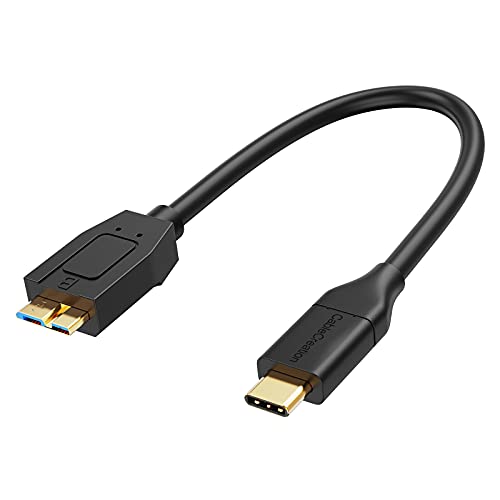 Short Micro B to USB C Hard Drive Cable 1FT, CableCreation USB 3.1 Type C to Micro B Cord 10Gbps, USB C to External Hard Drive Cable for MacBook Pro Air Galaxy S5 My Passport Elements etc, 0.3m Black