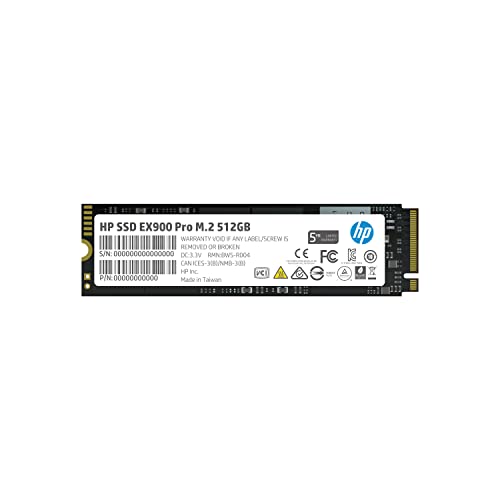 HP EX900 Pro 512GB NVMe PC SSD - PCIe Gen3 (8.0 GT/s) x 4, M.2 2280, 3D NAND Internal Solid Hard State Up to 2240 MB/s with DRAM Cache - 9XL76AA#ABA