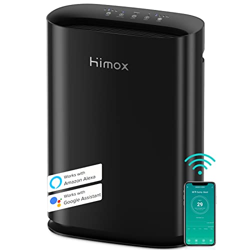 HIMOX H05 Smart Air Purifier for Home Large Room Max to 2000 sq.ft, Medical H13 HEPA Filter for 99.99% COVID Virus and Bacteria Pollen Pets Dander Smoke Odor Air Pollution Auto Function Monitors Air Quality