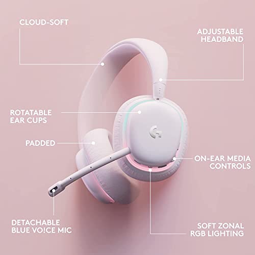 Logitech G735 Wireless Gaming Headset, Customizable LIGHTSYNC RGB Lighting, Bluetooth, 3.5 MM Aux Compatible with PC, Mobile Devices, Detachable Mic - With $20 SIMS Spa Day Game Pack - White Mist