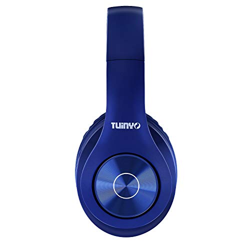 Bluetooth Headphones Wireless,TUINYO Over Ear Stereo Wireless Headset 40H Playtime with deep bass, Soft Memory-Protein Earmuffs, Built-in Mic Wired Mode PC/Cell Phones/TV-Dark Blue