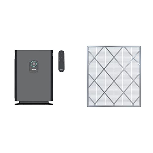 Shark HE402 Air Purifier 4 True HEPA Covers up to 1000 Sq. Ft. Grey & HE400 Anti-Allergen Hepa, with Advanced Odor Lock, Air Purifier 4 (HE401 & HE402), Grey, White