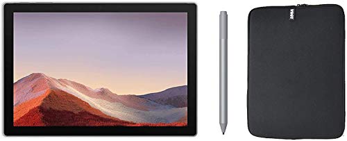 Newest Microsoft Surface Pro 7 12.3 Inch Touchscreen Tablet PC Bundle with Silver Surface Pen and Sleeve, Intel 10th Gen Core i3, 4GB RAM, 128GB SSD, Windows 10, Platinum (Latest Model)