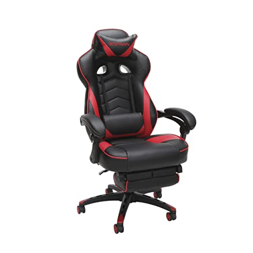 RESPAWN 110 Ergonomic Gaming Chair with Footrest Recliner - Racing Style High Back PC Computer Desk Office Chair - 360 Swivel, Adjustable Lumbar Support, Headrest Pillow, Padded Armrests - 2019 Red