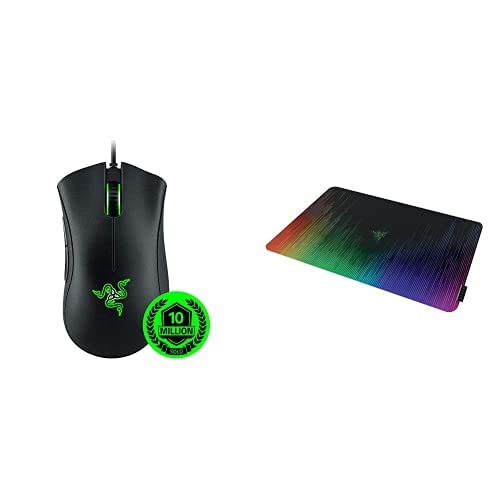 Razer DeathAdder Essential Black Gaming Mouse + Sphex V2 Gaming Mousepad Bundle