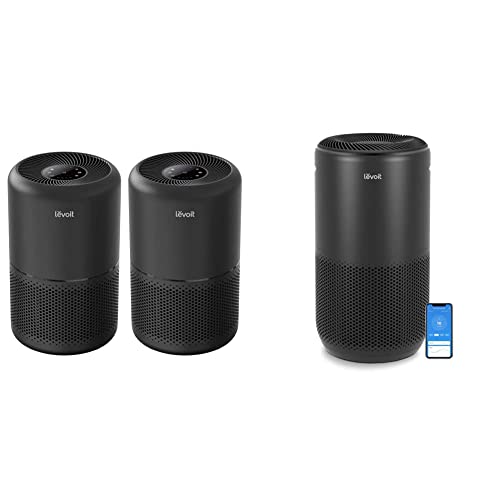 LEVOIT Air Purifier for Home Allergies and Pets Hair Smokers in Bedroom H13 True HEPA Filter, 2 pack, Black & Air Purifiers for Home Large Room, PM2.5 Monitor H13 True HEPA Filter 990 sq.ft, Black