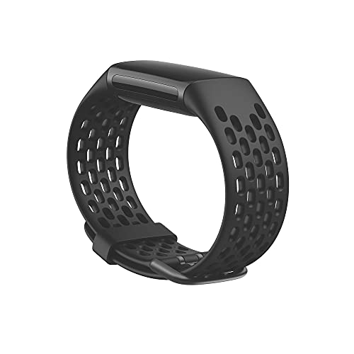 Fitbit Charge 5 Sport Accessory Band, Official Fitbit Product, Black, Small