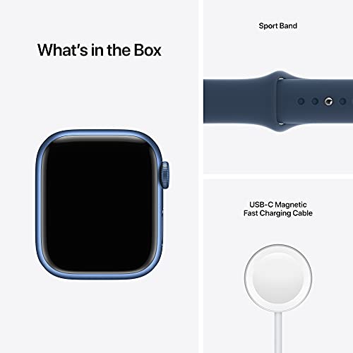 Apple Watch Series 7 [GPS 41mm] Smart Watch w/ Blue Aluminum Case with Abyss Blue Sport Band. Fitness Tracker, Blood Oxygen & ECG Apps, Always-On Retina Display, Water Resistant - AOP3 EVERY THING TECH 