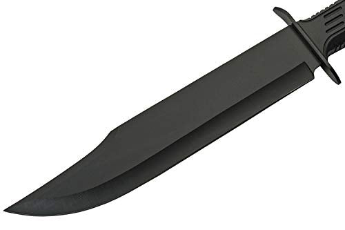 SZCO Supplies 15" Outdoor Survival Black Tech Bowie Blade Knife