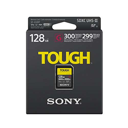 Sony TOUGH-G series SDXC UHS-II Card 128GB, V90, CL10, U3, Max R300MB/S, W299MB/S (SF-G128T/T1)