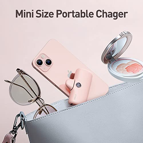 iWALK Portable Charger 4800mAh Power Bank Fast Charging and PD Input Small Docking Battery with LED Display Compatible with iPhone 13/13 Pro/13 Pro Max/12/12 Pro/12 Pro Max/11 Pro/XR/X/8/Plus, Pink