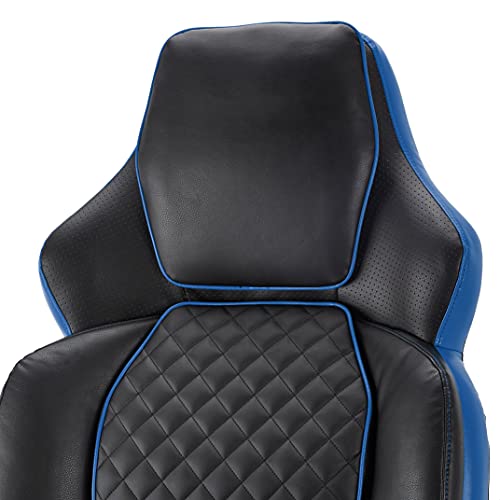 Amazon Basics Ergonomic Gaming Chair with Bluetooth Speakers and Built-in Mic, Push-Button Height Control - Blue