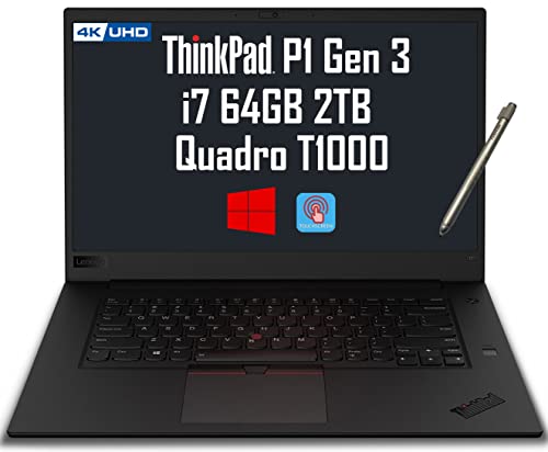 Lenovo ThinkPad P1 Gen 3 15.6" 4K OLED Touchscreen (Intel 8-Core i7-10875H, 64GB RAM, 2TB PCIe SSD, Quadro T1000, Active Stylus) Mobile Workstation Laptop, Backlit, 3-Yr Premier WRT, Windows 10 Pro