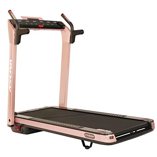 SUNNY HEALTH & FITNESS Asuna SpaceFlex Electric Treadmill with Auto Incline, LCD and Pulse Grips, Speakers, Tablet Holder, 220 LB Max Weight, Folding and Portability Wheels - 7750P, Pink