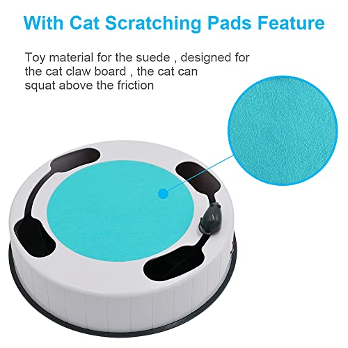 PKNOVEL Electronic Cat Toy, Interactive Cat Toy with Simulate Hunting Mice, Automatic Cat Toy with Scratch Mat Pad, Kitten Toy with 3 Glowing Ball Pet Toys